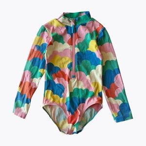 Boden Multicolor Cloud Print Kids Rashguard Swimsuit Size 4–5Y Playful
